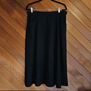 Vintage Jones New York Black Wool Midi Skirt Size 16